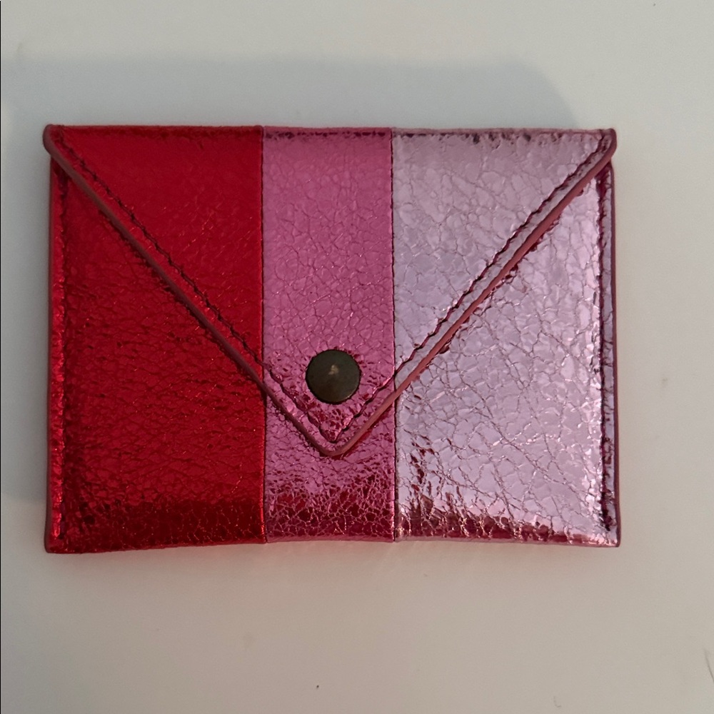 NWOT JCrew Red and Pink Metallic Card Holder
